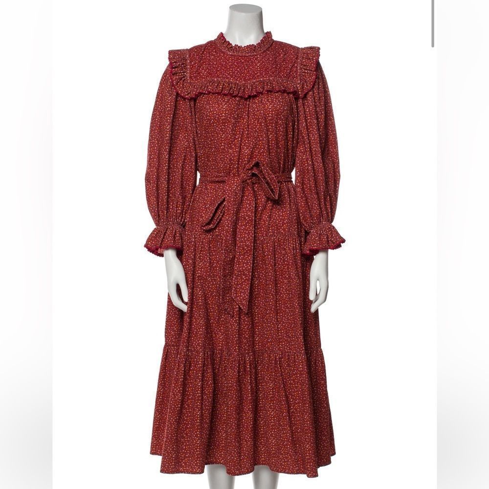 Doen Red Women's Floral Print Mountain Dress California Wildflower in Burgundy M - Picture 2 of 8